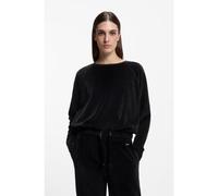 BOSS Pull en coton mélangé avec cordon monogrammé à la base - Style Velour_Sweatshirt, 50550724 Noir M