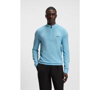 BOSS Pull en coton mélangé avec fermeture éclair courte et body-mapping - Style K_Momentum-Lite MN, 50541945 bleu clair XXXL