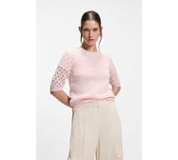 BOSS Pull en coton mélangé avec manches en maille ajourée - Style Fanuka, 50561355 Rose clair XS