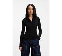 BOSS Pull en laine mélangée transparente avec col polo - Style C_Fuganel, 50554607 Noir S