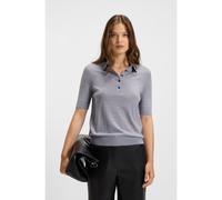 BOSS Pull en laine mérinos à col polo et à manches courtes - Style Fidenka, 50545015 Gris chiné S