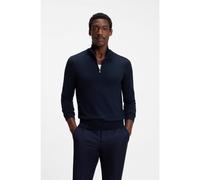 BOSS Pull en laine mérinos avec encolure zippée - Style H-Ebenji, 50565499 Bleu foncé L