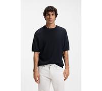 BOSS Pull en lin et coton à côtes et structures grain de riz - Style Kajordino, 50558718 Bleu foncé S