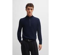 BOSS Pull en maille de coton structuré avec fermeture éclair courte - Style Ebrando-P, 50505997 Bleu foncé XXL