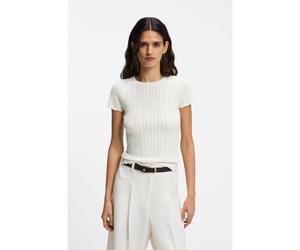 BOSS Pull en maille Slim avec structure en vagues - Style C_Fice, 50559805 Naturel XS