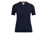 BOSS Pull à manches courtes en laine mérinos - Style Falyssiasi, 50492857 Bleu foncé M