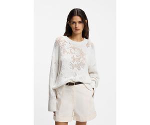 BOSS Pull Oversize en coton mélangé avec motif en maille - Style C_Foira, 50559816 Naturel S