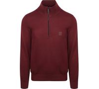 Boss Pull pour Homme Kanobix avec Logo brodé et col zippé en Coton et Cachemire, Rouge foncé., L