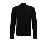 Boss - Pull Regular en Coton et Laine Vierge avec Zip Invisible - Homme - Pulls - Noir - Taille: XL