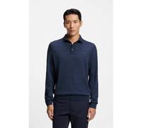 BOSS Pull Regular Fit en laine vierge avec col polo - Style Lancione, 50476355 Bleu foncé XXL