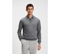 BOSS Pull Regular Fit en laine vierge avec col polo - Style Lancione, 50476355 Gris L