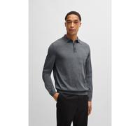 BOSS Pull Regular Fit en laine vierge avec col polo - Style Lancione, 50476355 Gris XL