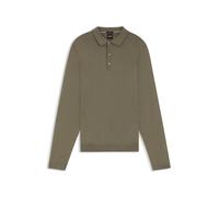 BOSS Pull Regular Fit en laine vierge avec col polo - Style Lancione, 50476355 Marron L