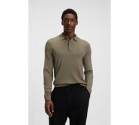 BOSS Pull Regular Fit en laine vierge avec col polo - Style Lancione, 50476355 Marron XXL