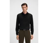BOSS Pull Regular Fit en laine vierge avec col polo - Style Lancione, 50476355 Noir L