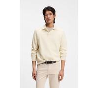 BOSS Pull Relaxed en cachemire structuré avec col polo - Style L-Ulan, 50555194 Naturel M