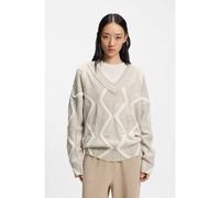 BOSS Pull Relaxed en laine vierge avec maille Aran - Style Flarin, 50553233 Beige à motif XS