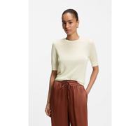 BOSS Pull Slim à manches courtes en laine mérinos extra fine - Style Farbella, 50544996 Jaune clair XS