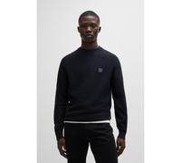 BOSS Pull structuré en coton et cachemire avec patch logoté - Style Anion_S, 50527584 Bleu foncé XXL