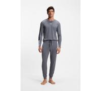BOSS Pyjama en coton mélangé avec empiècements contrastants - Style Balance Long Set, 50554773 Gris S