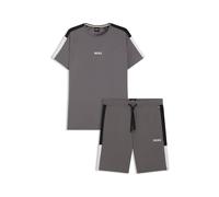 BOSS Pyjama en coton mélangé avec empiècements contrastants - Style Balance Short Set, 50557587 Gris sombre S