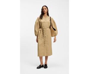 BOSS Robe-chemise en popeline de coton avec ceinture à œillet - Style C_Dellys, 50559266 Beige 36