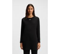 BOSS Robe de nuit en coton stretch à manches longues et logo imprimé - Style CI_Sleepshirt, 50550215 Noir XS
