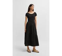 BOSS Robe longue en jersey de coton et popeline - Style C_Enesi_2, 50536742 Noir S