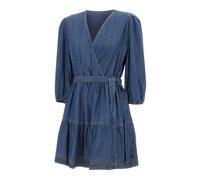 Boss - Robe portefeuille courte aspect jean en lyocell - Femme - Robes - Bleu - Taille: 46 FR