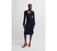 BOSS Robe portefeuille en jersey côtelé brillant - Style Ellarie, 50532044 Bleu foncé XL