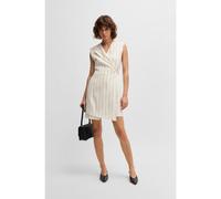 BOSS Robe portefeuille en lin mélangé à rayures tennis - Style Dagania, 50537459 Blanc 48