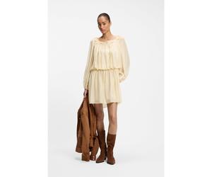 BOSS Robe Relaxed en mousseline à encolure brodée - Style C_Dalisa, 50566713 Jaune clair 38