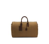 BOSS Sac de voyage en lin avec finitions en cuir suédé BOSS BY BECKHAM - Style Axton Holdall_C_DB, 50564589 Brun chiné pcs.