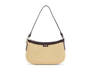BOSS Sac d'épaule en raphia avec breloque monogramme Double B - Style NUMAH SM Hobo RF, 50563861 Beige pcs.