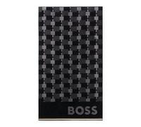 BOSS Serviette de plage en velours de coton à motif jacquard géométrique - Style CUBO Beach towel 090, BEAT-CUBO Noir à motif ONESI