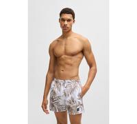 BOSS Short de bain à imprimé intégral et badge logoté - Style Piranha, 50508844 Blanc XL