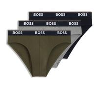 BOSS Lot de trois slips en coton stretch avec logo à la taille - Style Brief 3P Power, 50554683 Gris / Vert / Bleu L