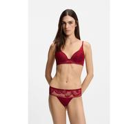 BOSS Soutien-gorge à décolleté plongeant en microfibre avec dentelle motif pivoine - Style HALF PAD_PEONY LACE, 50545332 Rouge sombre 90C