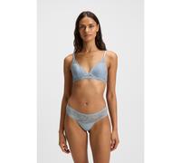BOSS String en microfibre avec dentelle motif pivoine - Style THONG_ PEONY LACE, 50545044 bleu clair XL