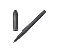 Hugo Boss Contour HSH3415D Iconic Stylo roller en laiton et aluminium de couleur noire, longueur : 13,6 cm, couleur de l'encre : noir