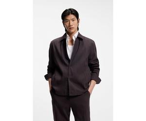 BOSS Surchemise coupe décontractée en lin mélangé - Style P-Carper-Coach-WG261, 50561971 Marron foncé 54