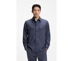 BOSS Surchemise Relaxed en AirWool lavable - Style P-Carper-OS-WG-262, 50561628 Bleu foncé 56