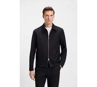 BOSS Surchemise Relaxed en laine vierge chinée - Style C-Carper-Zip-253, 50546339 Bleu foncé 58