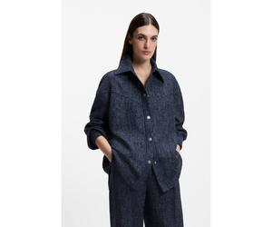 BOSS Surchemise Relaxed en tweed imitation denim - Style C_Jatessa, 50551844 Bleu foncé 40