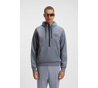 BOSS Sweat à capuche en piqué stretch à carreaux avec motif golf - Style QZ Hoodie GL, 50543465 Gris XXL