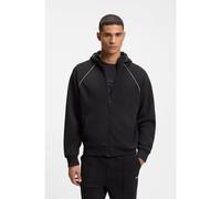 BOSS Sweat à capuche zippé en coton mélangé à détails passepoilés - Style SW_Join Saggy, 50553575 Noir S