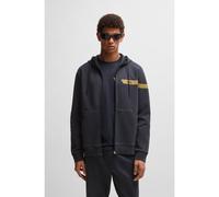 BOSS Sweat à capuche zippé en coton stretch avec logo - Style Saggy 1_IN, 50550331 Bleu foncé S