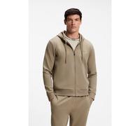 BOSS Sweat à capuche zippé en coton stretch avec logo - Style Saggy, 50555495 Brun chiné 4XL