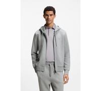 BOSS Sweat à capuche zippé en coton stretch avec logo - Style Saggy, 50555495 Gris chiné XXL