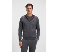BOSS Sweat à capuche zippé en coton stretch avec passepoil contrastant - Style Mix&Match Jacket H, 50515313 Gris sombre M